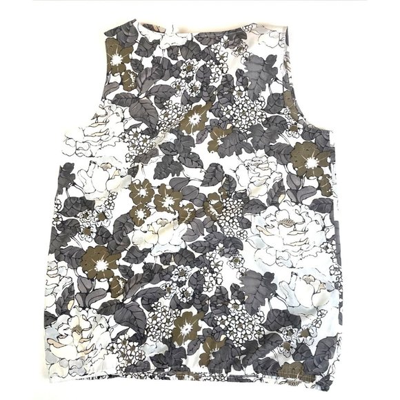 Ann Taylor LOFT Outlet Women's Sz Medium Floral Print Blouse Ruffle Neck Top - Picture 8 of 8